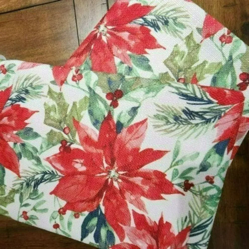 60x84in Oblong Red Poinsettia Flower Holiday Christmas Tablecloth‎
